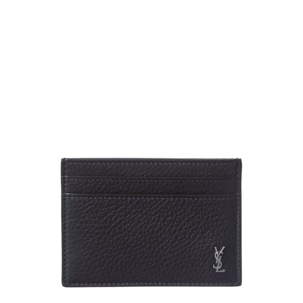 Saint Laurent Cassandre Leather Card Case, Black